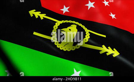 3D Illustration of waving Papua New Guinea province flag of Southern Highlands Stock Photo