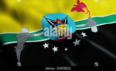 3D Illustration of waving Papua New Guinea province flag of Hela Stock Photo