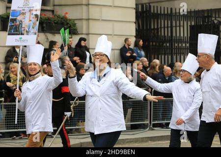 The Worshipful Company of Cooks, parading in the Lord Mayor's Show 2021, in the heart of the City of London, UK Stock Photo