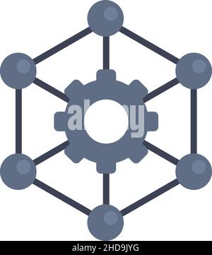 Nanotechnology gear structure icon. Flat illustration of nanotechnology gear structure vector icon isolated on white background Stock Vector