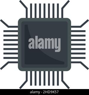 Nanotechnology pc microchip icon. Flat illustration of nanotechnology pc microchip vector icon isolated on white background Stock Vector