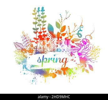Multi-colored abstraction of spring nature. Frame for text. Vector illustration Stock Vector