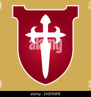 Cross of Saint James Christian badge or logo design. Vector illustration of St. James cross which forms a dagger or sword. Stock Vector