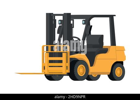 Yellow lift truck 3d heavy machinery on white background Stock Vector