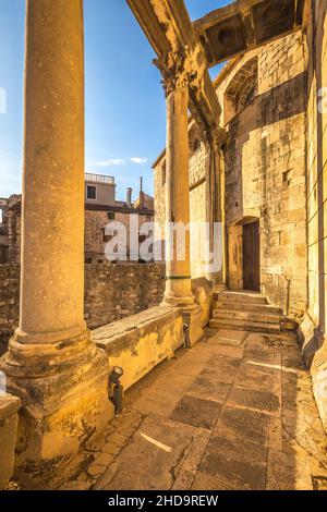 Architecture of buildings inside the Diocletian's Palace in historic centre of Split, Croatia, Europe. Stock Photo