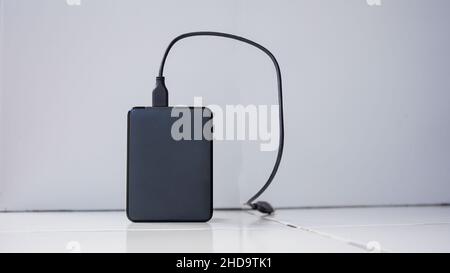 Close up of computer external hard drive on the table Stock Photo