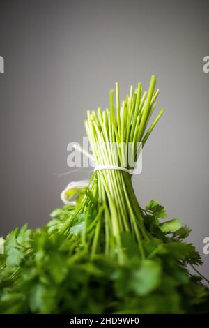 Macro Shot Of Chopped Flat Leaf Parsley Stock Photo