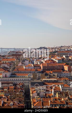 Lisbon Downtown and Bairro Alto neighborhood in Lisbon seen from São Jorge Castle Stock Photo