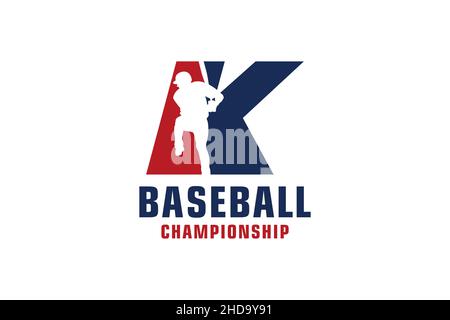 Letter K with Baseball Logo Design. Vector Design Template Elements for Sport Team or Corporate. Stock Vector