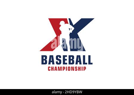 Letter X with Baseball Logo Design. Vector Design Template Elements for Sport Team or Corporate. Stock Vector