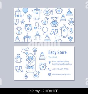 Baby store discount card outline design template. Stock Vector