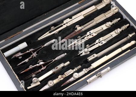 antique drafting tools set Stock Photo - Alamy