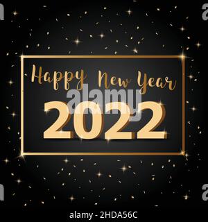 Golden Happy New Year 2022 with dark background, stock vector Stock Vector