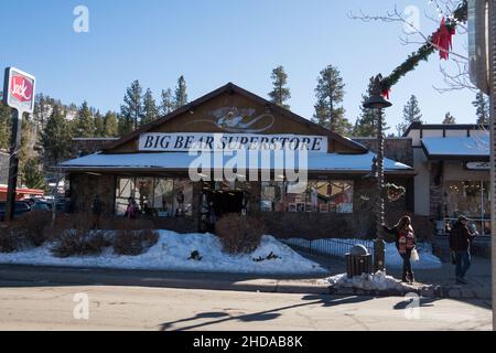 Big Bear Superstore store front and sign as seen along the Village Dr in Big Bear Lake, California, USA Stock Photo