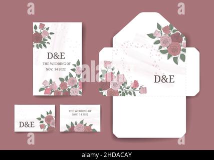 Set of floral envelope and invitation cards. Greeting cards for various holidays such as mothers day and other spring holidays.  Stock Vector