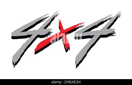4x4 logo. Brush Hand lettering design.  Digital typography illustration Stock Vector