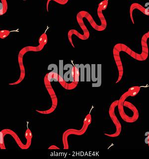 Coral snake doodle seamless pattern. Digital Illustration Background Stock Vector