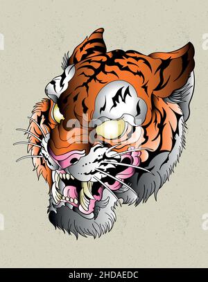 Japanese tiger tattoo Vector Art Stock Images  Depositphotos
