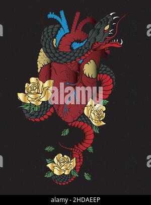snake old school Stock Vector