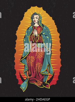 guadalupe virgin of mexico perfect for chicano art Stock Vector