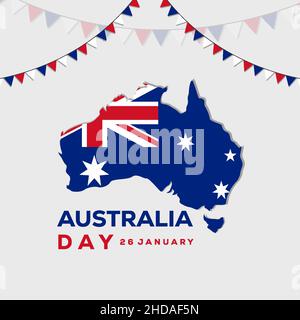 design vector illustration Australia day, Map of Australia with flag Stock Vector
