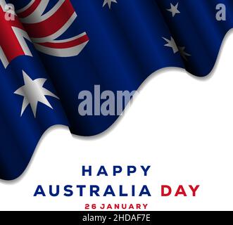 happy Australia day design elegant with a realistic Australian flag. vector Australia day Stock Vector
