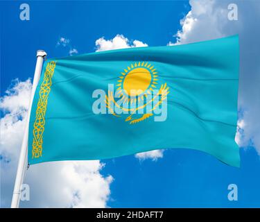 flag of kazakhstan Mass protests in Kazakhstan. flag of kazakhstan Stock Photo