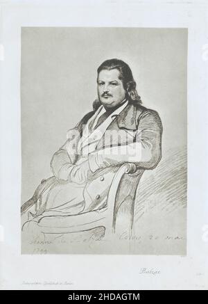 Vintage portrait of Honoré de Balzac. 1845 Honoré de Balzac (1799 – 1850) was a French novelist and playwright. The novel sequence La Comédie humaine, Stock Photo