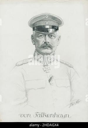 Portrait of German general Erich von Falkenhayn. 1915 General Erich Georg Sebastian Anton von Falkenhayn (1861 – 1922) was the second Chief of the Ger Stock Photo