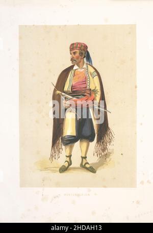 Vintage color lithograph of Ottoman Empire: Montenegrian 1854, by Forbes Mac Bean (Artist) and Justin Sutcliffe (Lithographer) Stock Photo