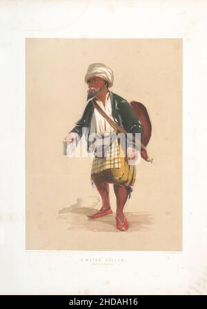 Vintage color lithograph of Ottoman Empire: The Water Seller, Constantinople 1854, by Forbes Mac Bean (Artist) and Justin Sutcliffe (Lithographer) Stock Photo