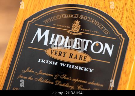 EDINBURGH, SCOTLAND - JANUARY 04, 2022: box of Midleton single malt Irish whiskey Stock Photo