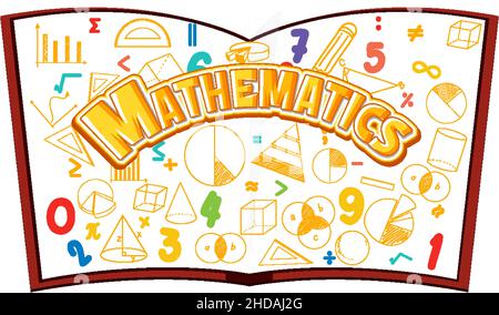 Doodle math formula with Mathematics font illustration Stock Vector