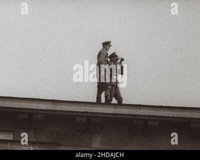 Berlin Crisis of 1961. East German patrols near the Brandenburg Gate. Stock Photo