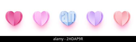 Decorative paper cut hearts Stock Vector