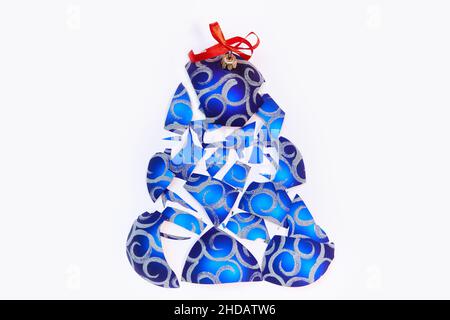 Top view of the mosaic of a broken Christmas tree toy Christmas ball. Stock Photo