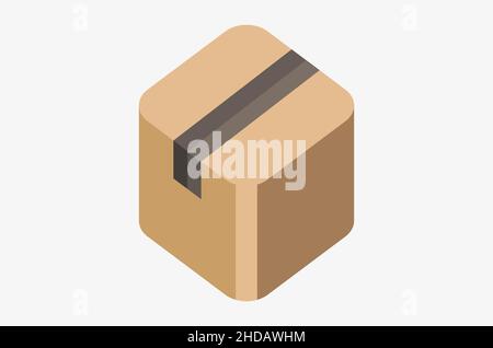 Simple isometric vector icon of a paper box Stock Vector