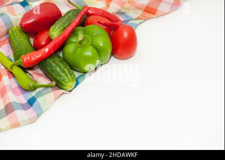 Vegetables cucumbers, tomatoes, beets, on a white background Stock Photo