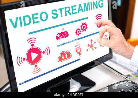 Video streaming concept shown on a computer screen Stock Photo