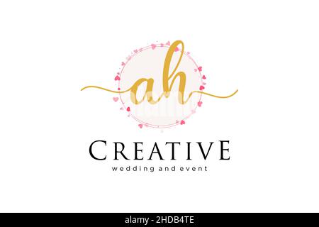 AH feminine logo. Usable for Logo for fashion,photography, wedding, beauty, business. Flat Vector Logo Design Template Element. Stock Vector