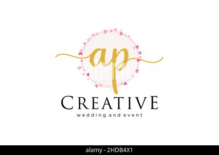 AP feminine logo. Usable for Logo for fashion,photography, wedding, beauty, business. Flat Vector Logo Design Template Element. Stock Vector
