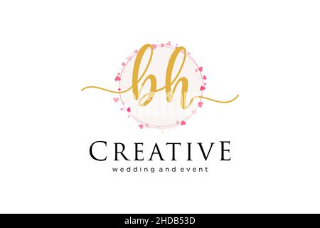 BH feminine logo. Usable for Logo for fashion,photography, wedding, beauty, business. Flat Vector Logo Design Template Element. Stock Vector