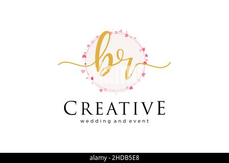 BR feminine logo. Usable for Logo for fashion,photography, wedding, beauty, business. Flat Vector Logo Design Template Element. Stock Vector