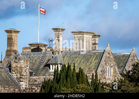 Rooftops. Palace House, Beaulieu Village, New Forest, Hampshire, UK Stock Photo