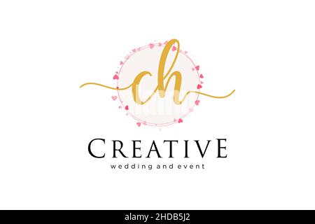 CH feminine logo. Usable for Logo for fashion,photography, wedding, beauty, business. Flat Vector Logo Design Template Element. Stock Vector