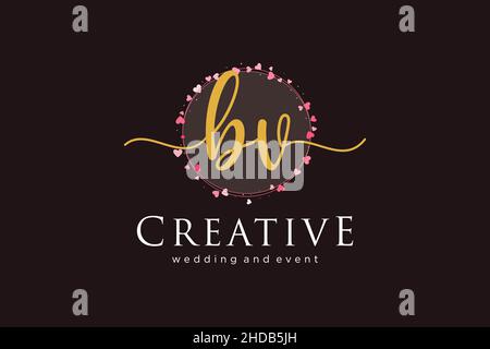 BV feminine logo. Usable for Logo for fashion,photography, wedding, beauty, business. Flat Vector Logo Design Template Element. Stock Vector