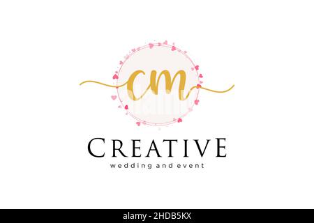 CM feminine logo. Usable for Logo for fashion,photography, wedding, beauty, business. Flat Vector Logo Design Template Element. Stock Vector
