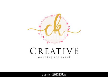 CK feminine logo. Usable for Logo for fashion,photography, wedding, beauty, business. Flat Vector Logo Design Template Element. Stock Vector