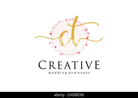 CT feminine logo. Usable for Logo for fashion,photography, wedding, beauty, business. Flat Vector Logo Design Template Element. Stock Vector