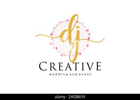 DJ feminine logo. Usable for Logo for fashion,photography, wedding, beauty, business. Flat Vector Logo Design Template Element. Stock Vector